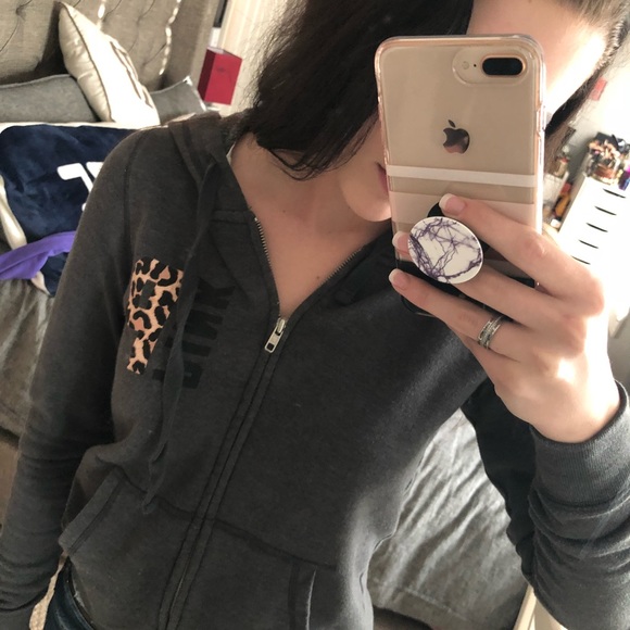 VICTORIA’S SECRET PINK ZIP UP HOODIE - GRAY XS - Picture 2 of 3
